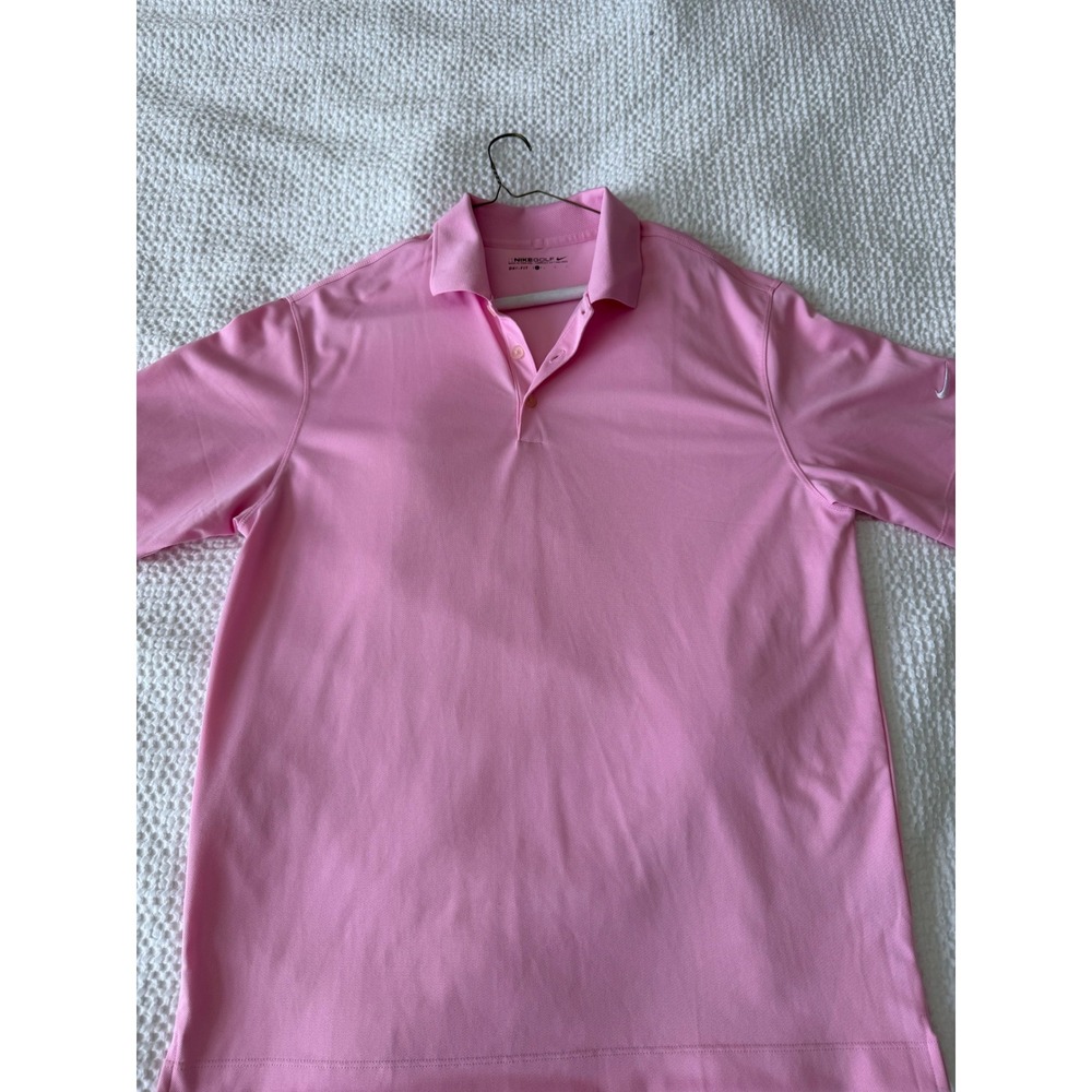Nike Golf Polo Shirt Mens Large Pink Dri-FIT Short Sleeve Solid Performance Top
